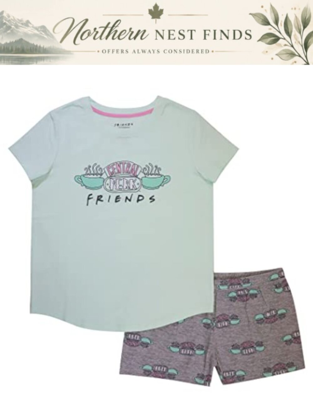 Friends 2-Piece Pajama Set Soft Comfortable Relaxed Fit Long Sleeve Crew Neck